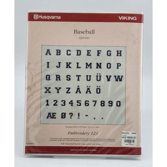 Baseball Alphabet Embroidery Designs Disk 123 for Husqvarna Viking Designer 1 - Picture 5 of 5